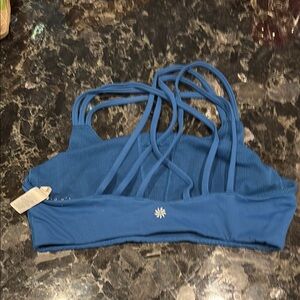Athleta Blue Strappy Sports Bra with Criss-Cross Back